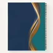 Carnet Elégant Gold Wave Blue Turquoise avec logo d'entre (Dos)
