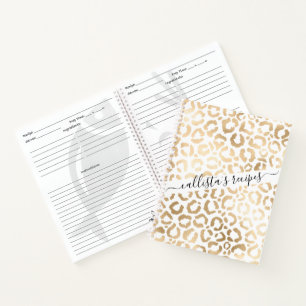 Carnet Elegant Gold White Leopard Cheetah Animal Print