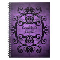 Élégant gothique damassé violet et noir