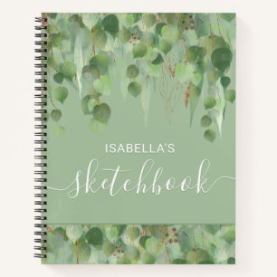 Carnet Elegant Green Gold Eucalyptus Nom Sketchbook