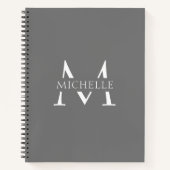 Carnet Élégant gris blanc moderne Monogramme simple    (Devant)