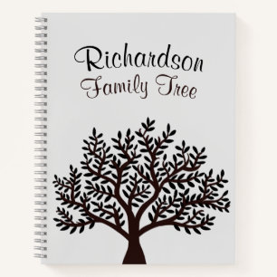 Carnet Élégant gris clair Noir Famille Arbre Généalog