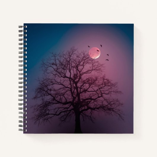 Carnet Élégant Halloween Thème Arbre Lune Artwork Éffraya (Devant)