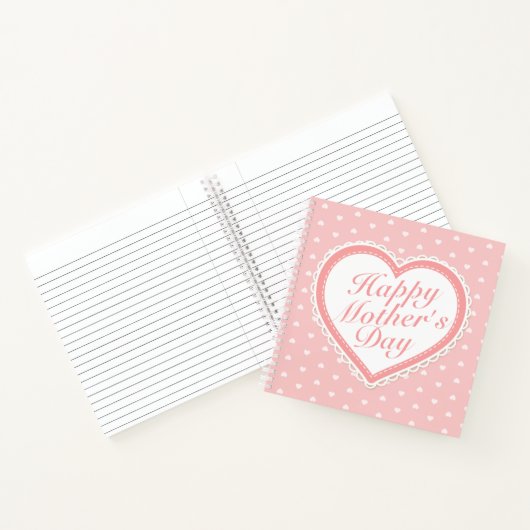 Carnet Elégant Happy Mother's Day Pink Hearts Notebook (Intérieur)