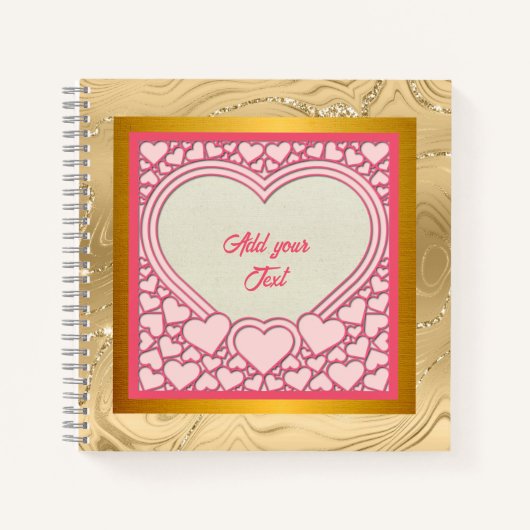 Carnet Élégant Heureuse Sainte-Valentin de coeur rose élé (Devant)
