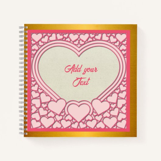 Carnet Élégant Heureuse Sainte-Valentin de coeur rose élé (Devant)