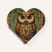 Carnet Élégant hibou rétro boho bohème bohème forêt verte (Devant)