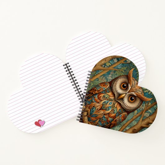 Carnet Élégant hibou rétro boho bohème bohème forêt verte (Intérieur)