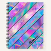Carnet élégant holographique chic rose bleu (Devant)