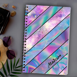 Carnet élégant holographique chic rose bleu
