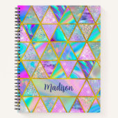 Carnet Elégant holographique tendance faux or géométrique (Devant)