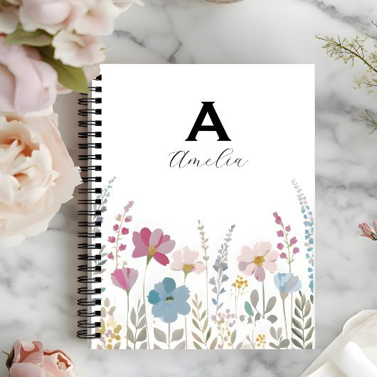 Carnet Elegant Initial Stylish Floral Notebook