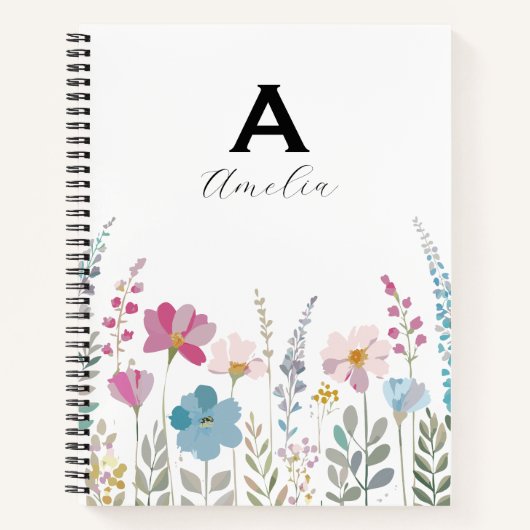 Carnet Elegant Initial Stylish Floral Notebook (Devant)