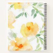 Carnet Elégant jaune pêche orange aquarelle fleurie (Dos)