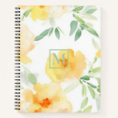 Carnet Elégant jaune pêche orange aquarelle fleurie (Devant)