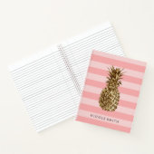 Carnet élégant joli ceinture en or ananas & bande rose (Intérieur)