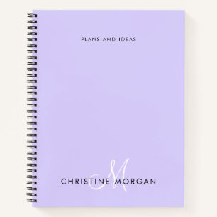 Carnet Élégant lavande violet nom monogramme initial 