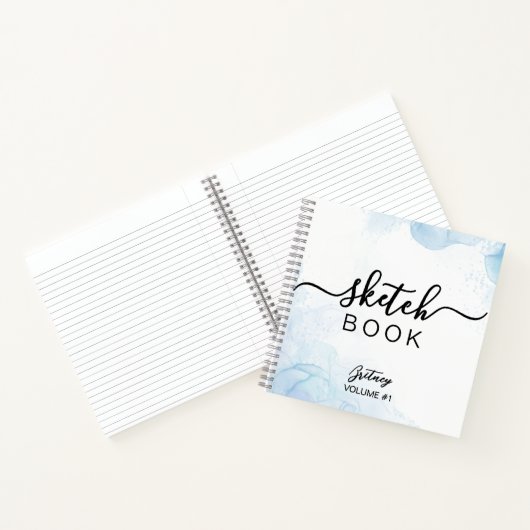 Carnet Elegant light blue custom Name  (Intérieur)