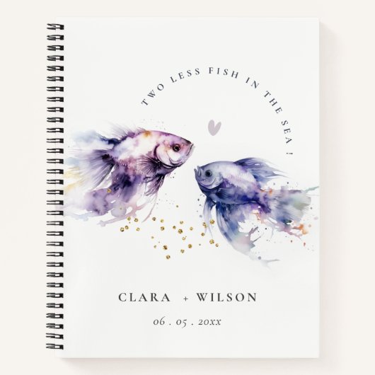 Carnet Elégant Lilac Aquarelle Mariage de poisson côtier (Devant)