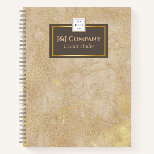 Carnet Élégant logo Brown de trame de texture or (Devant)