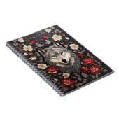 Carnet Élégant loup gris floral (Côté Droit)
