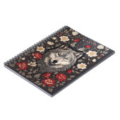 Carnet Élégant loup gris floral (Côté gauche)