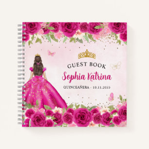 Carnet Elégant Magenta Blush Or Rose Floral Quinceañera