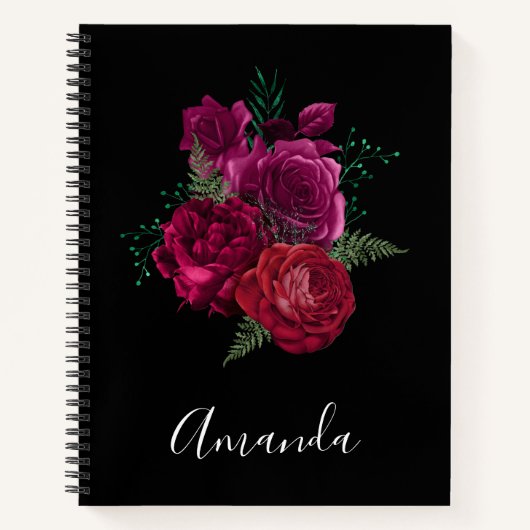 Carnet Elegant Magenta Rose Floral Bouquet (Devant)