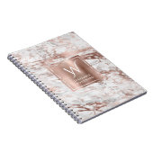Carnet Elégant Marbre Monogramme Or Rose Blanc (Côté Droit)