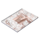 Carnet Elégant Marbre Monogramme Or Rose Blanc (Côté gauche)