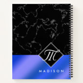 Carnet Élégant marbre noir et monogramme Royal Blue Foil (Dos)