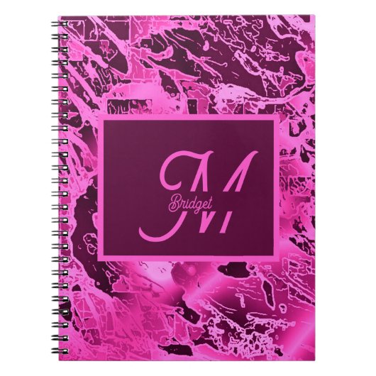 Carnet Élégant marbre rose audacieux Monogramme Typograph (Devant)