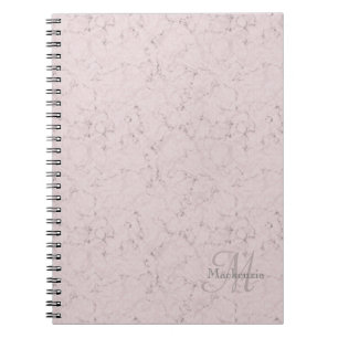 Carnet Élégant marbre rose pâle Nom personnalisé Monogram