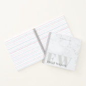 Carnet Élégant marbre rustique pierre gris ivoire Monogra (Intérieur)