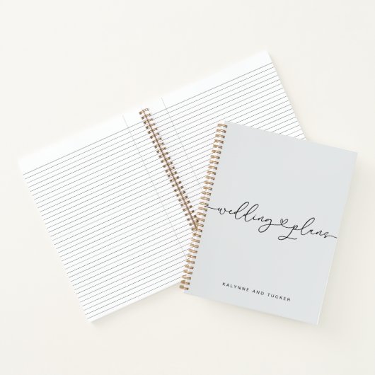 Carnet Élégant Mariage bleu clair roux Plans Coeur (Intérieur)