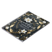 Carnet Élégant Mariage de couronnes florales noir blanc e (Côté gauche)