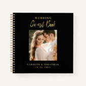 Carnet Elegant Mariage de script Gold Photo Guestbook (Devant)