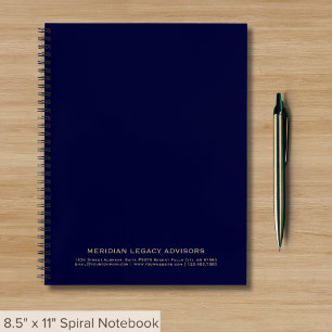 Carnet Elegant Marine Blue and Gold Business Spiral