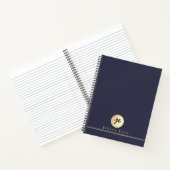 Carnet Elégant Marine Blue Gold Monogramme Executive Spir (Intérieur)