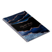 Carnet Elégant Marine Blue Rose Gold Agate Geode Business (Côté Droit)