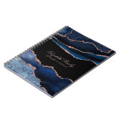 Carnet Elégant Marine Blue Rose Gold Agate Geode Business (Côté gauche)
