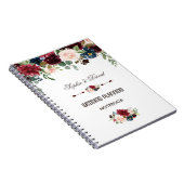 Carnet Elégant Merlot Navy Blue Floral Wedding planner (Côté Droit)