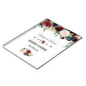 Carnet Elégant Merlot Navy Blue Floral Wedding planner (Côté gauche)
