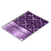 Carnet Elégant Métallic Purple & Lavande Damas & Dentelle (Côté gauche)