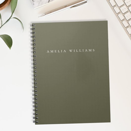 Carnet Elegant Minimalist Olive Green Monogram
