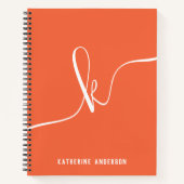 Carnet Élégant minimaliste Orange Script Monogramme Puce (Devant)