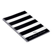 Carnet Élégant, Moderne, Classique Rayures Noir & Blanc (Côté Droit)