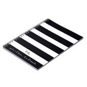 Carnet Élégant, Moderne, Classique Rayures Noir & Blanc (Côté gauche)