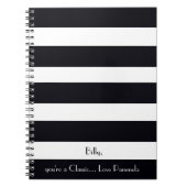Carnet Élégant, Moderne, Classique Rayures Noir & Blanc (Devant)