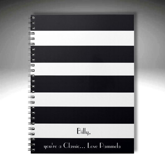 Carnet Élégant, Moderne, Classique Rayures Noir & Blanc